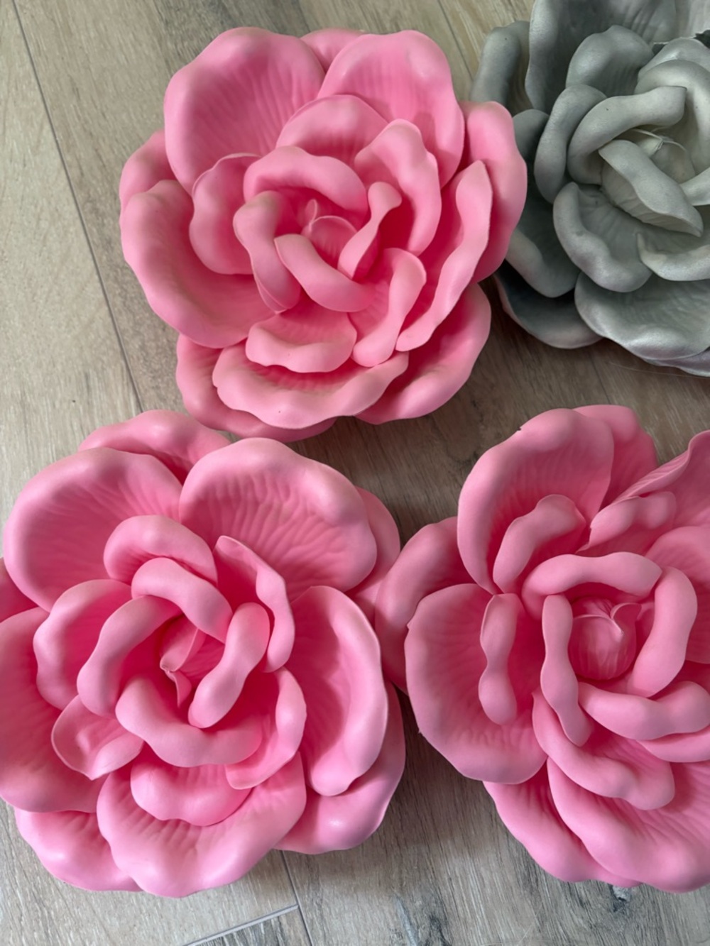 Set of Decorative Small Foam Flowers - Pink & Silver - Picture 2 of 4